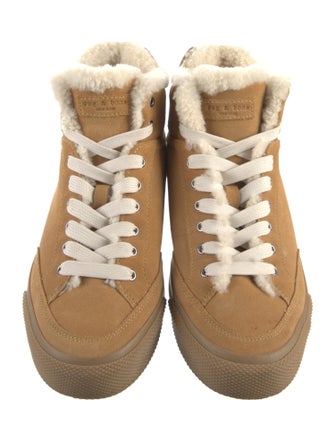 Rag & Bone Suede Fur Trim Wedge Sneakers