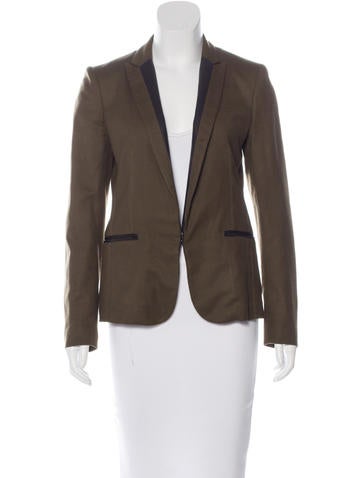 Rag & Bone Leather-Trimmed Wool Blazer