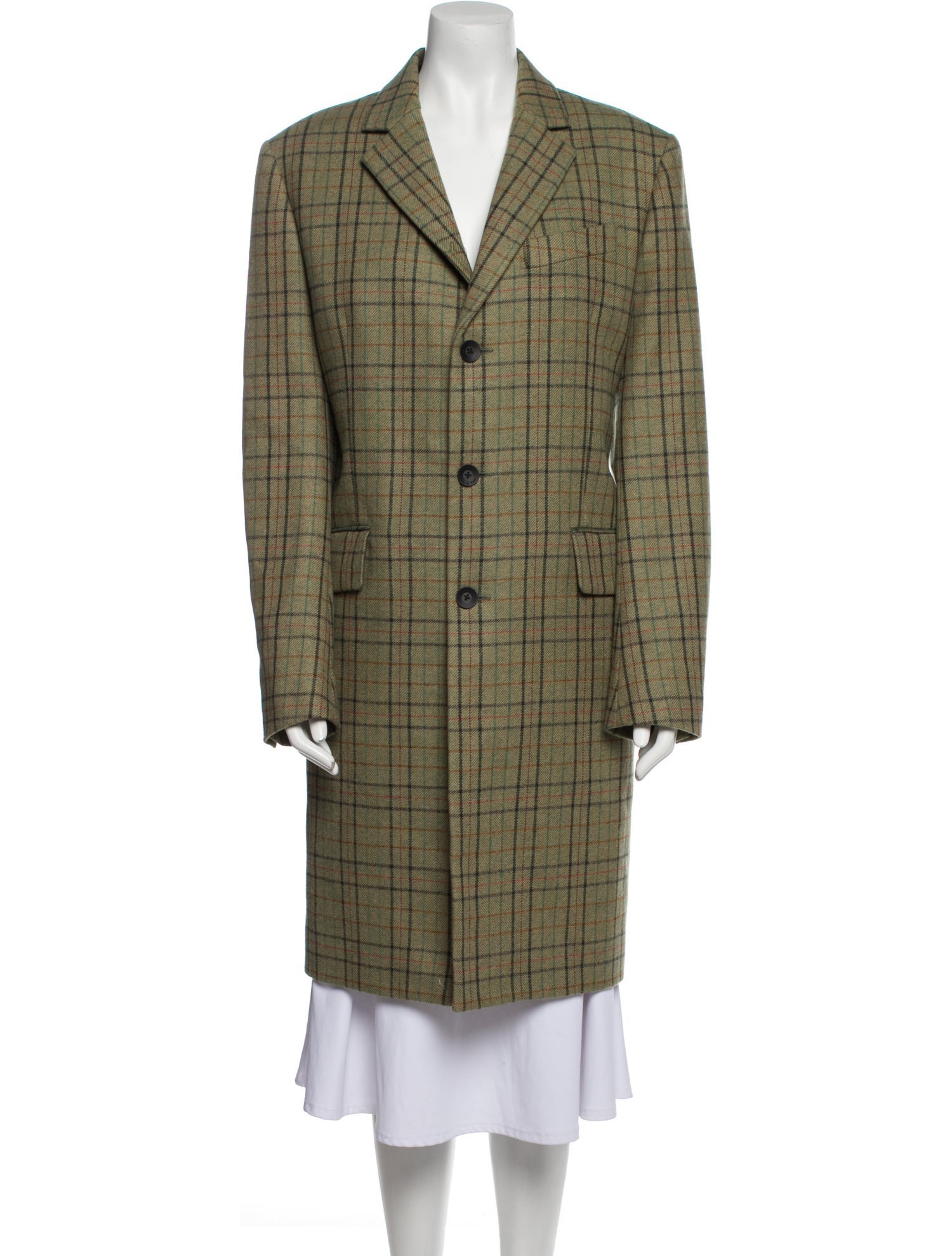 Rag & Bone Wool Plaid Print Peacoat
