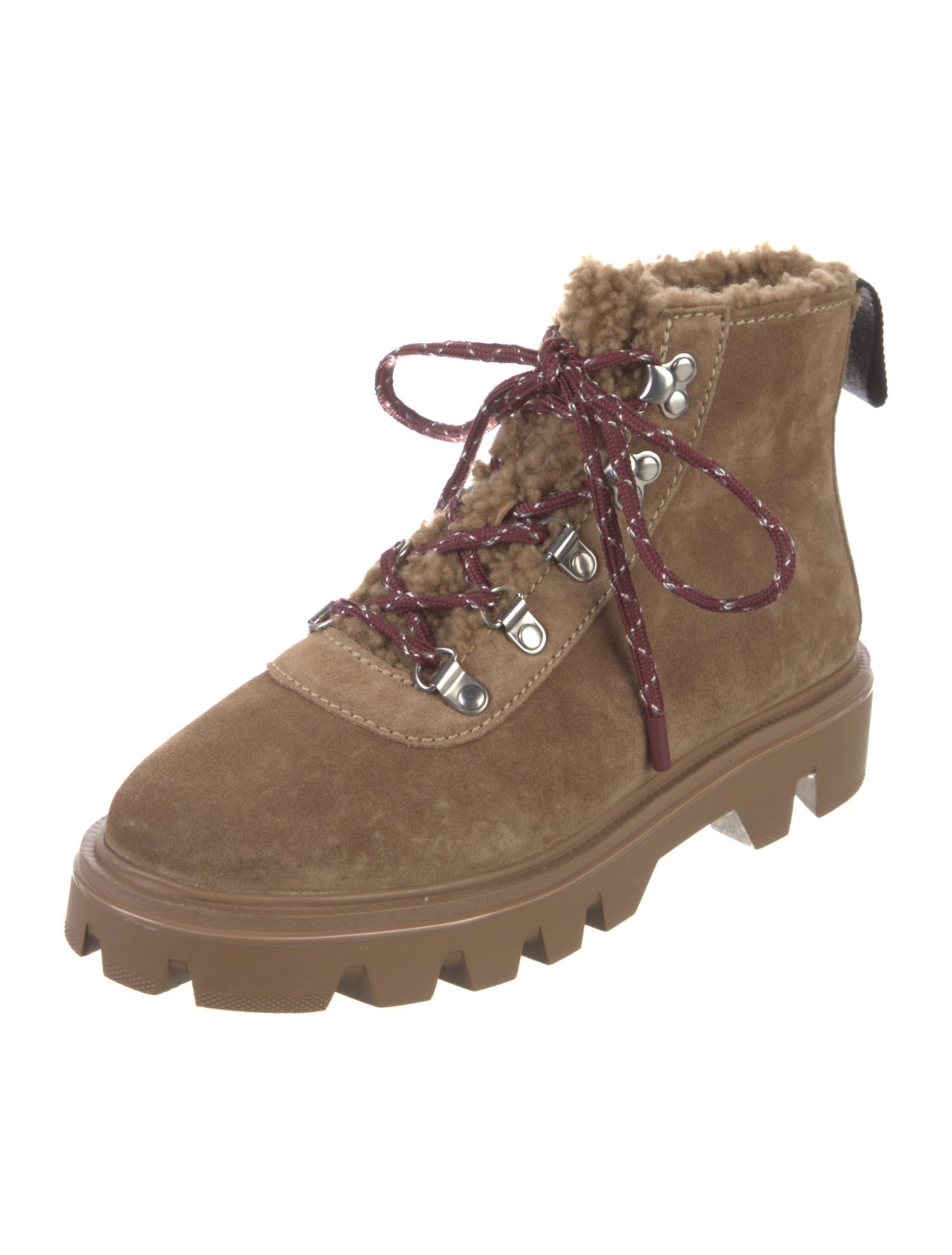 Rag & Bone Suede Fur Trim Combat Boots