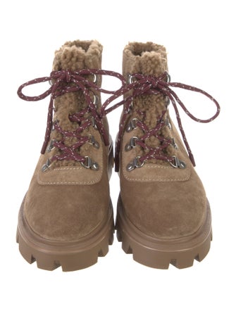 Rag & Bone Suede Fur Trim Combat Boots