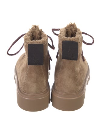 Rag & Bone Suede Fur Trim Combat Boots