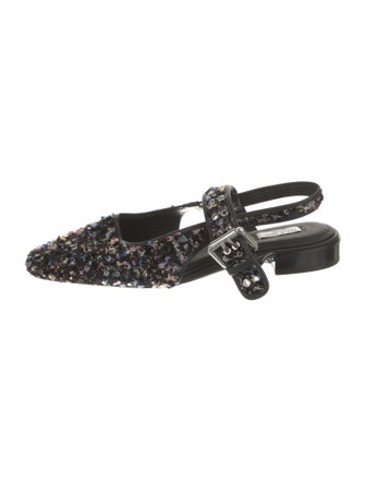 Rag & Bone Tweed Pattern Sequin Embellishments Slingback Flats