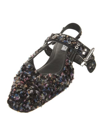 Rag & Bone Tweed Pattern Sequin Embellishments Slingback Flats