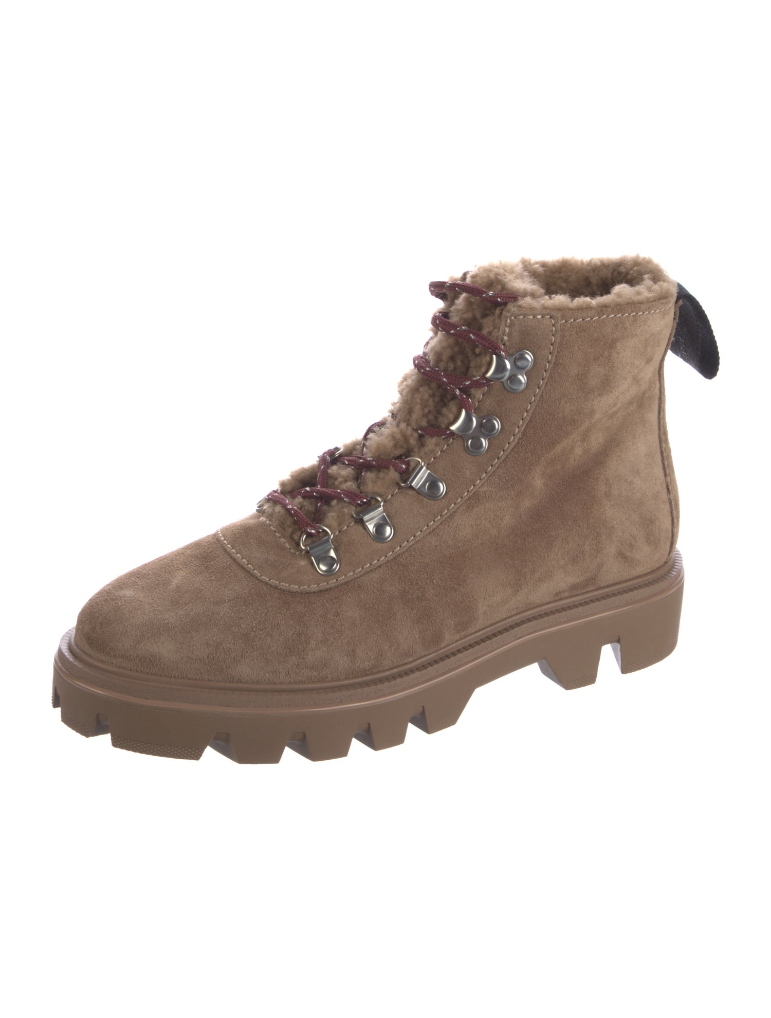 Rag & Bone Suede Fur Trim Combat Boots