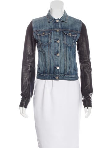 Rag & Bone Leather-Paneled Jean Jacket