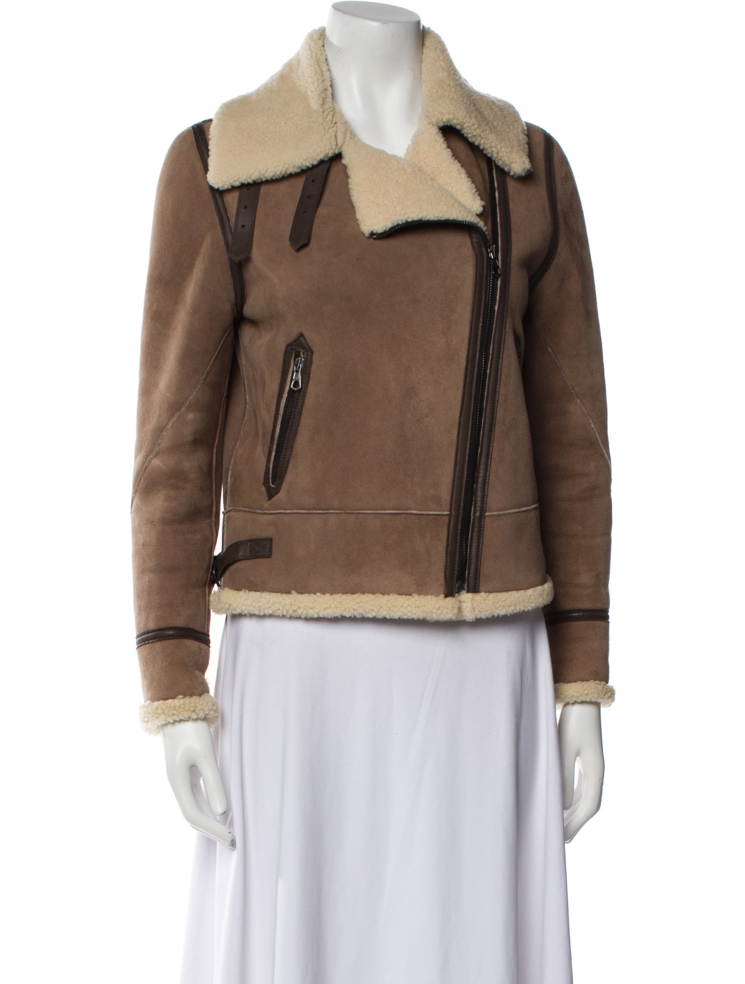 Rag & Bone Leather Colorblock Pattern Biker Jacket