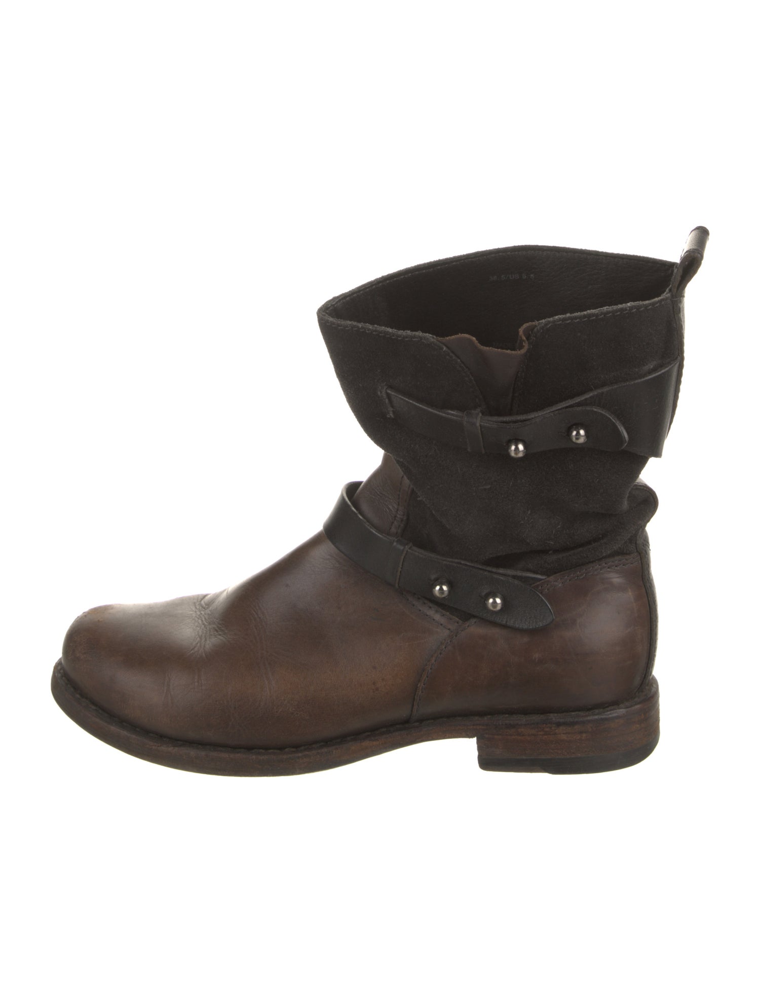 Rag & Bone Leather Colorblock Pattern Moto Boots