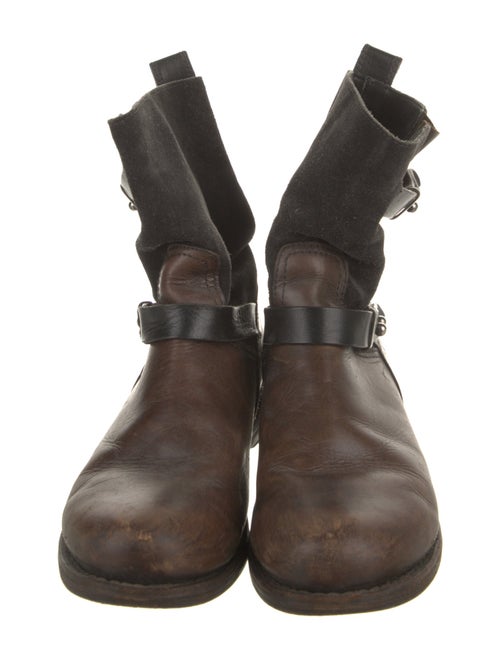Rag & Bone Leather Colorblock Pattern Moto Boots