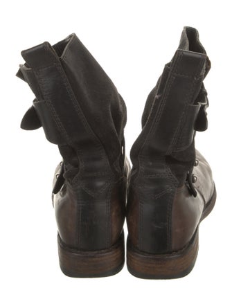 Rag & Bone Leather Colorblock Pattern Moto Boots