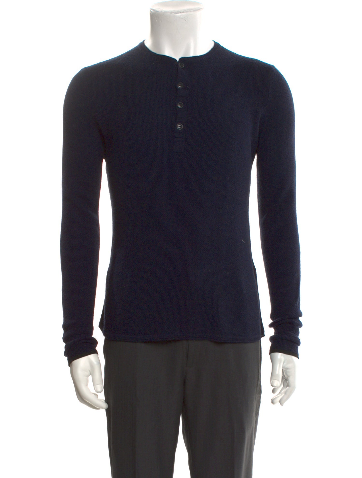 Rag & Bone Merino Wool Crew Neck Polo Sweater