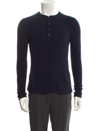 Rag & Bone Merino Wool Crew Neck Polo Sweater