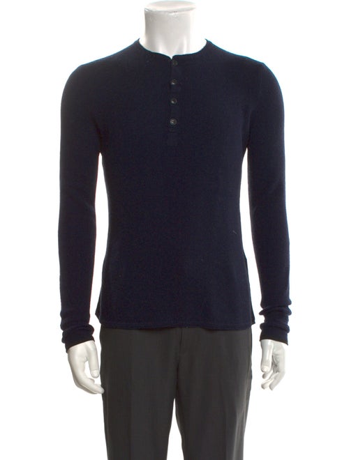 Rag & Bone Merino Wool Crew Neck Polo Sweater