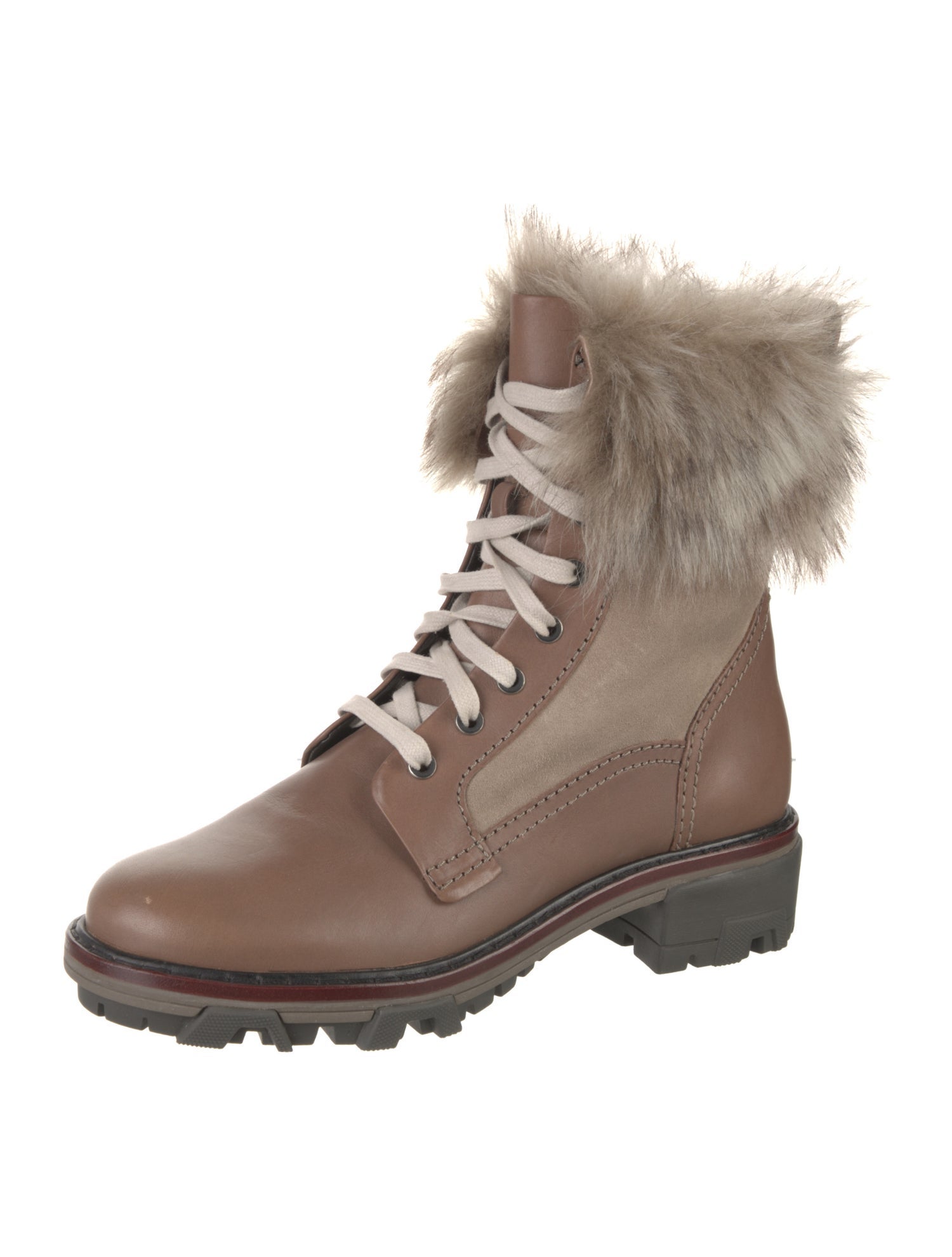 Rag & Bone Leather Fur Trim Combat Boots