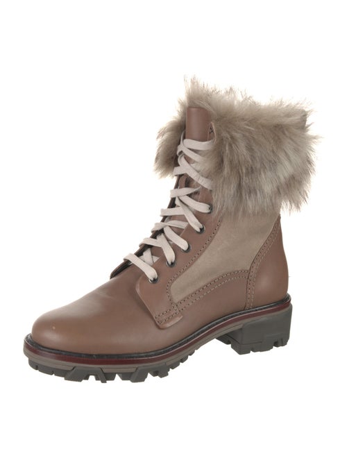 Rag & Bone Leather Fur Trim Combat Boots