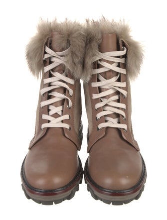Rag & Bone Leather Fur Trim Combat Boots