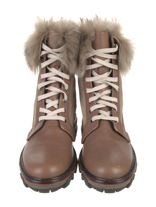 Rag & Bone Leather Fur Trim Combat Boots