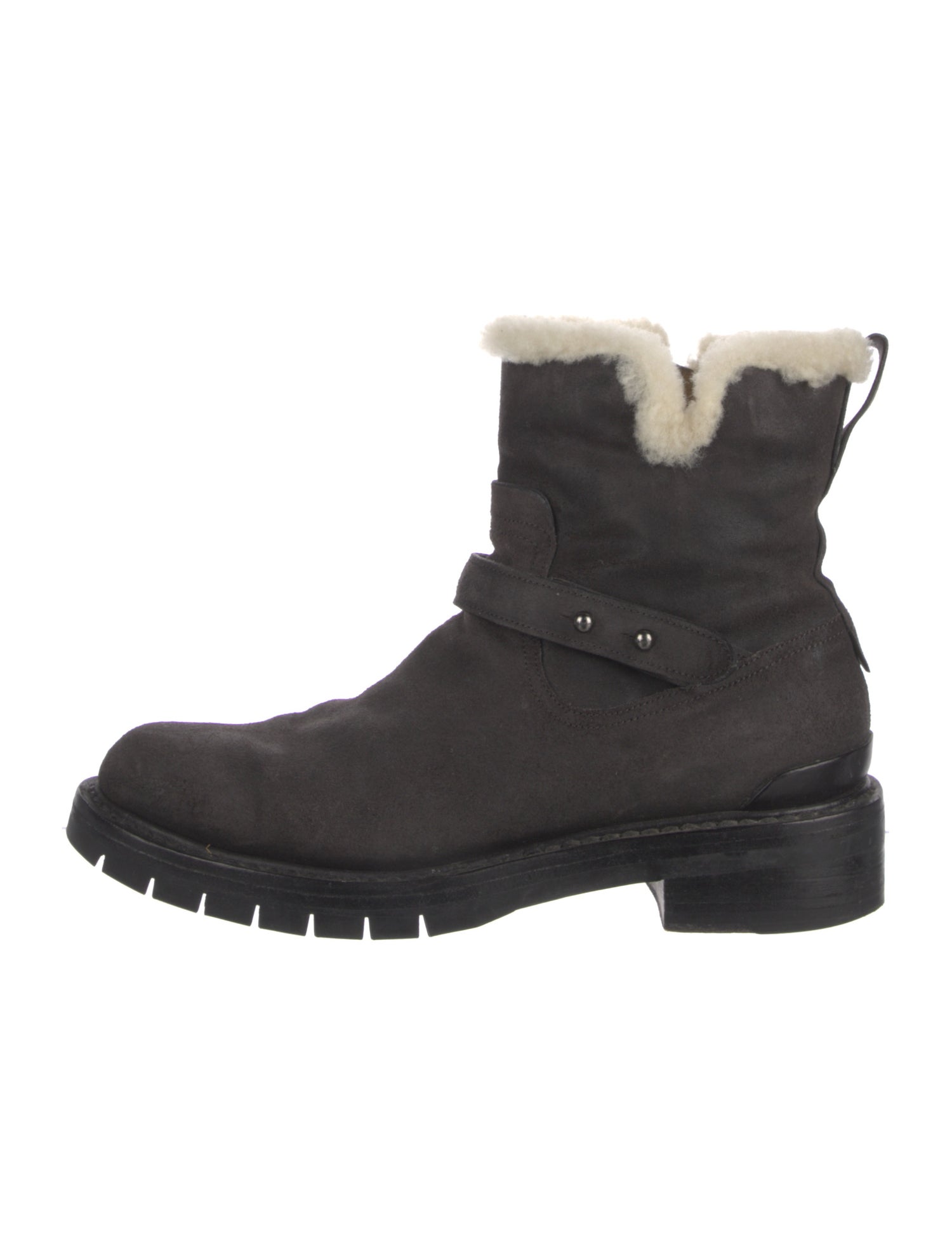 Rag & Bone Suede Fur Trim Moto Boots