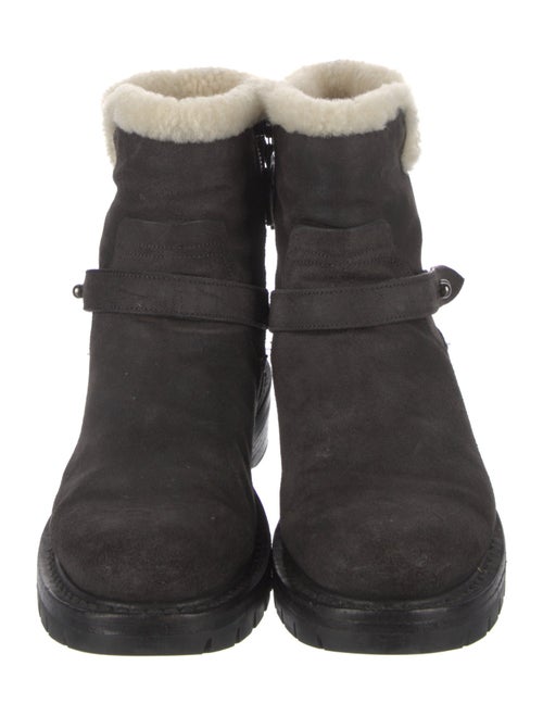 Rag & Bone Suede Fur Trim Moto Boots