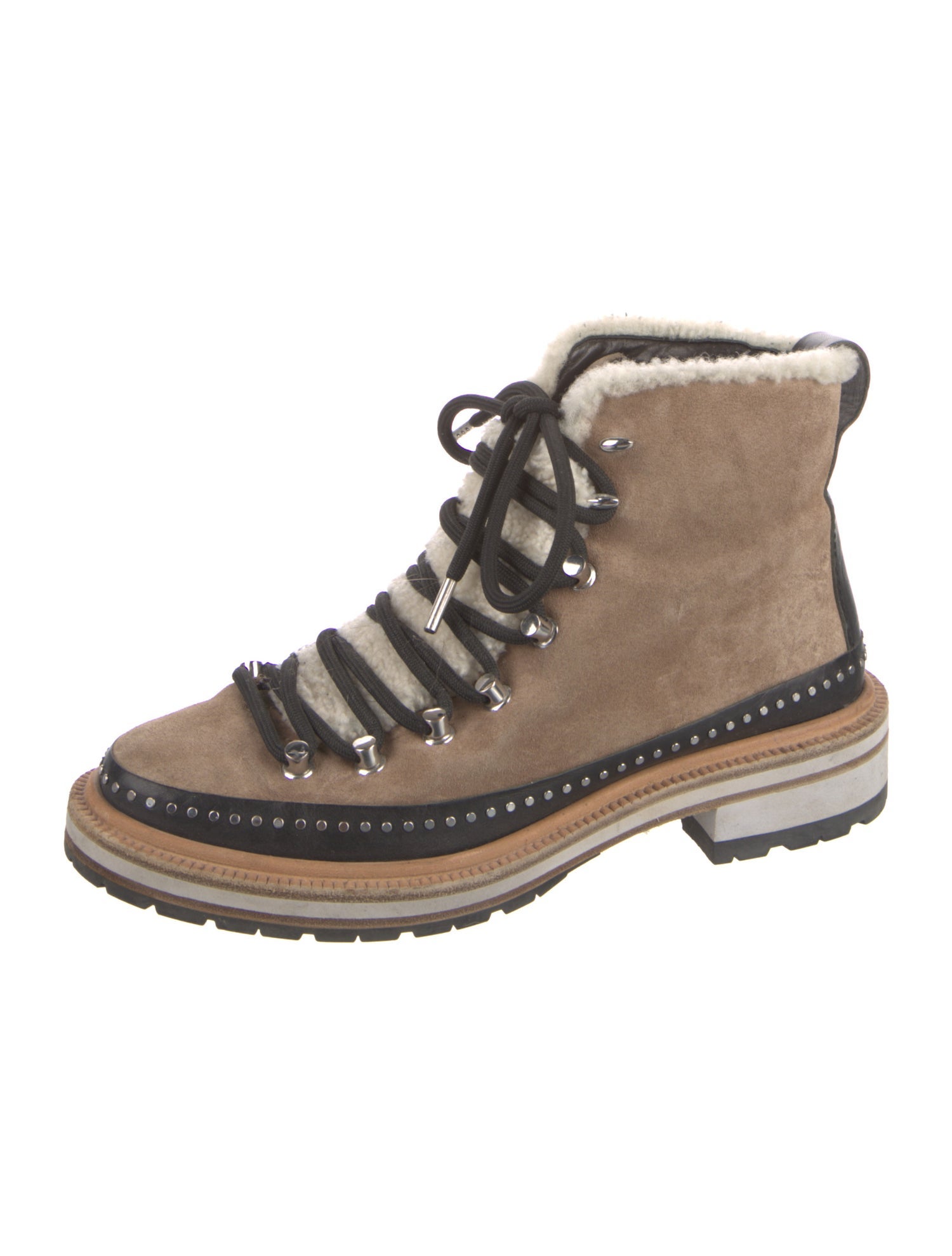 Rag & Bone Suede Colorblock Pattern Lace-Up Boots