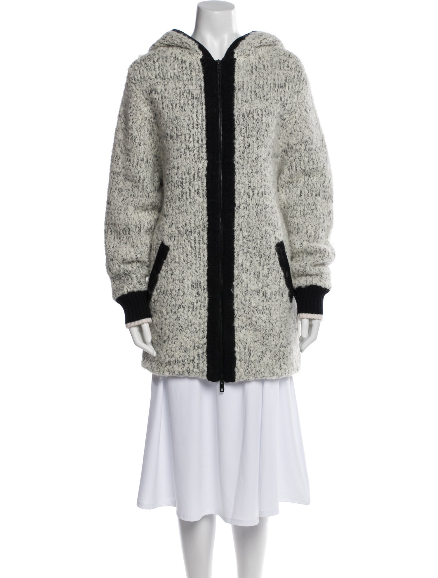 Rag & Bone Wool Colorblock Pattern Faux Fur Coat