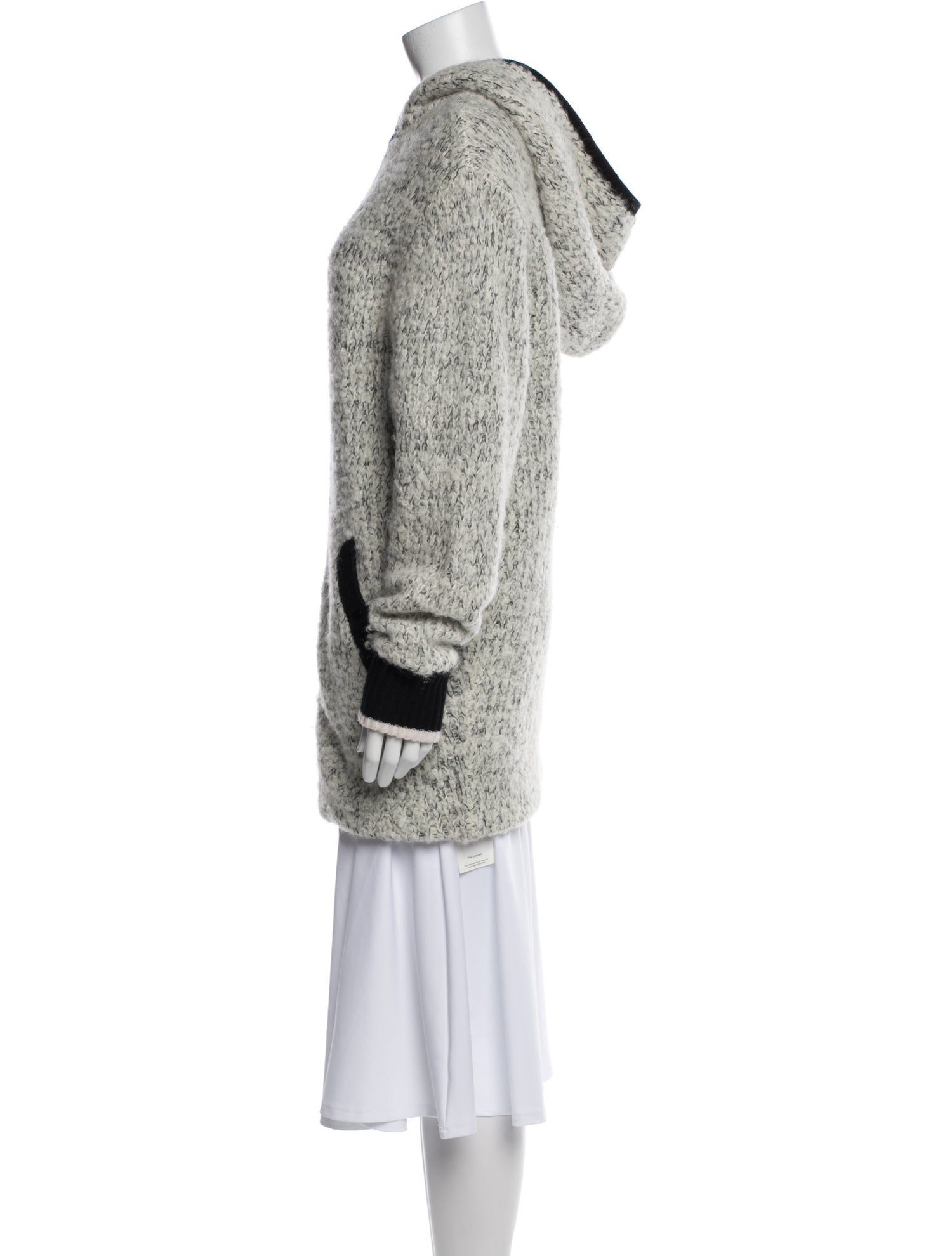 Rag & Bone Wool Colorblock Pattern Faux Fur Coat