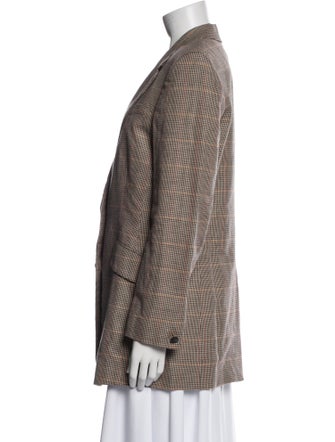Rag & Bone Linen Plaid Print Blazer