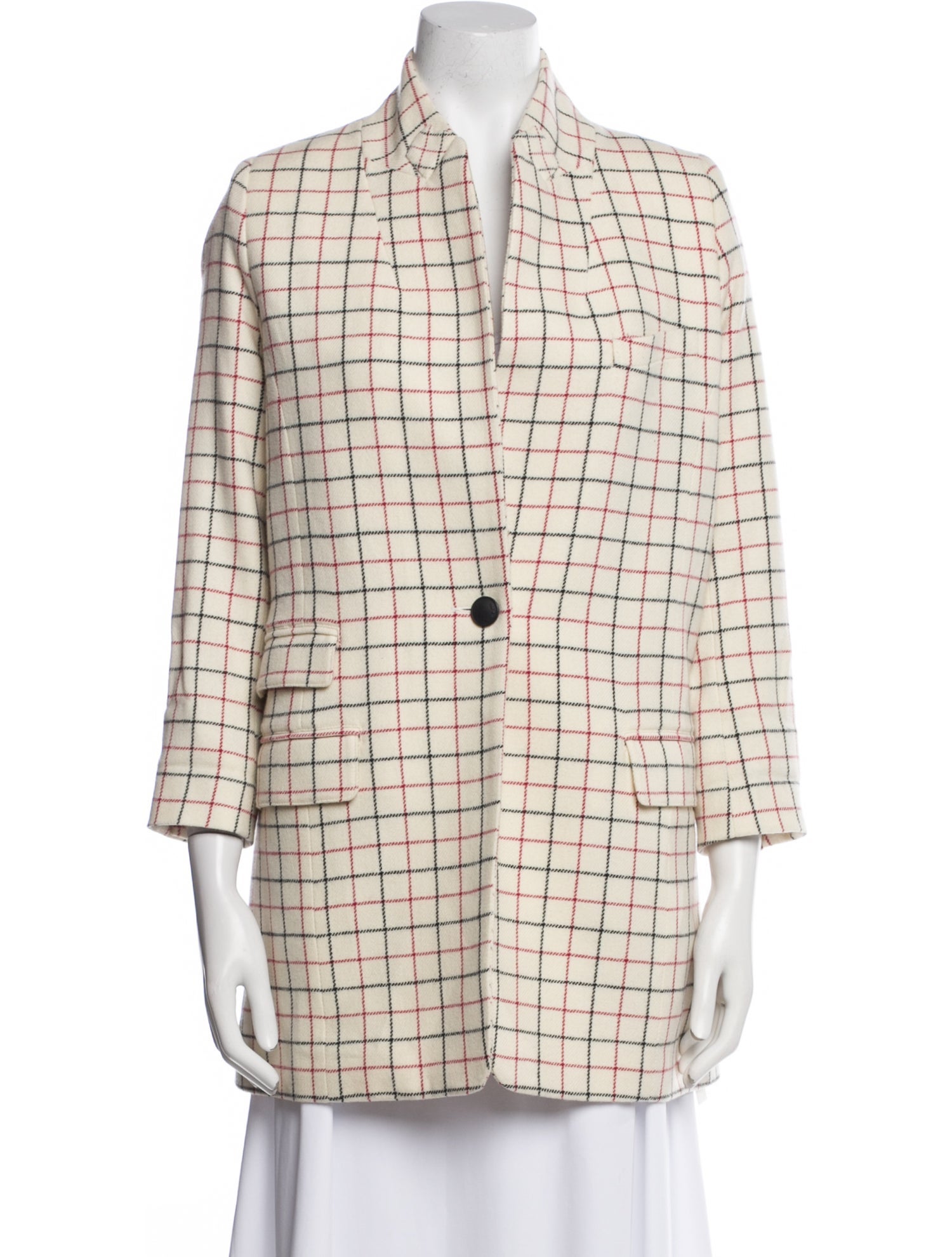 Rag & Bone Virgin Wool Plaid Print Peacoat