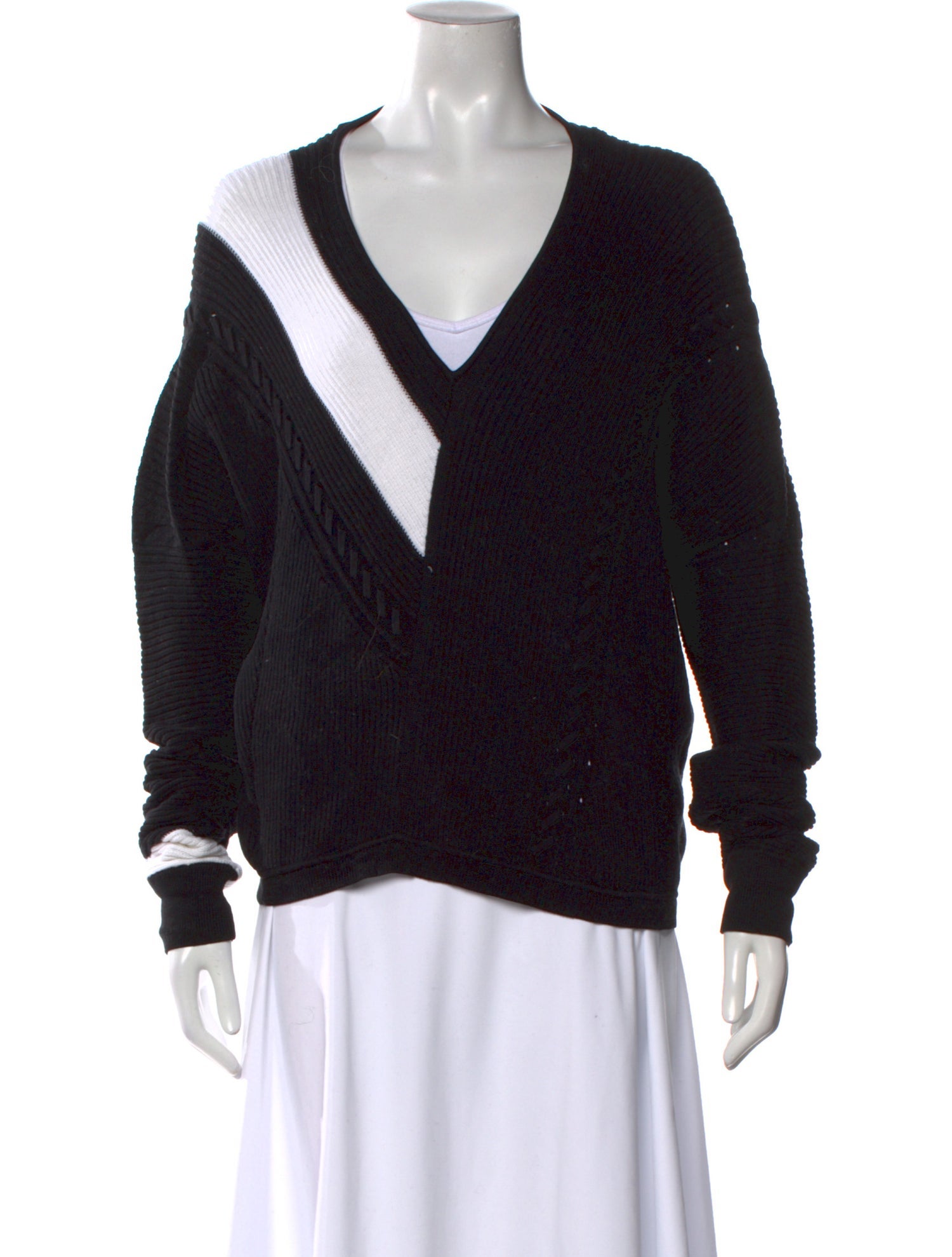 Rag & Bone Colorblock Pattern V-Neck Sweater