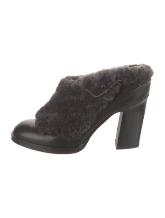 Rag & Bone Leather Faux Fur Trim Mules
