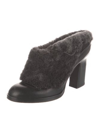 Rag & Bone Leather Faux Fur Trim Mules
