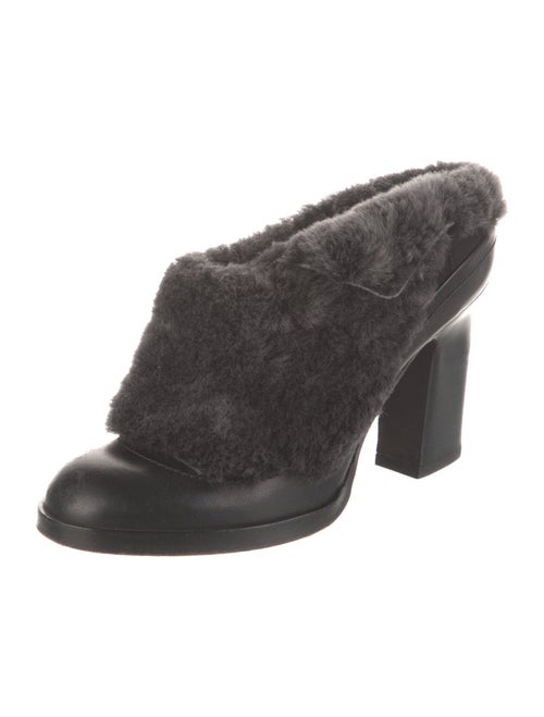 Rag & Bone Leather Faux Fur Trim Mules