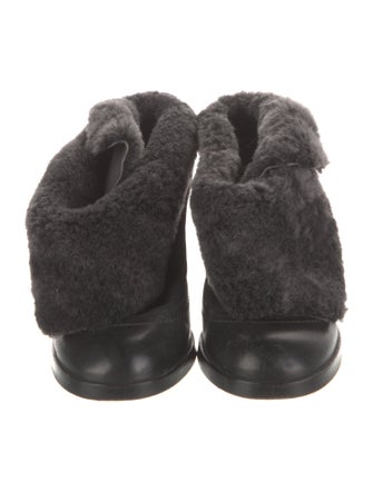 Rag & Bone Leather Faux Fur Trim Mules