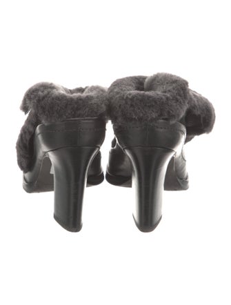 Rag & Bone Leather Faux Fur Trim Mules