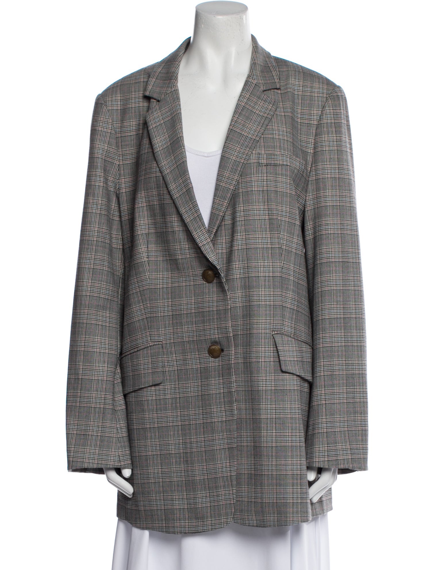 Rag & Bone Virgin Wool Plaid Print Blazer