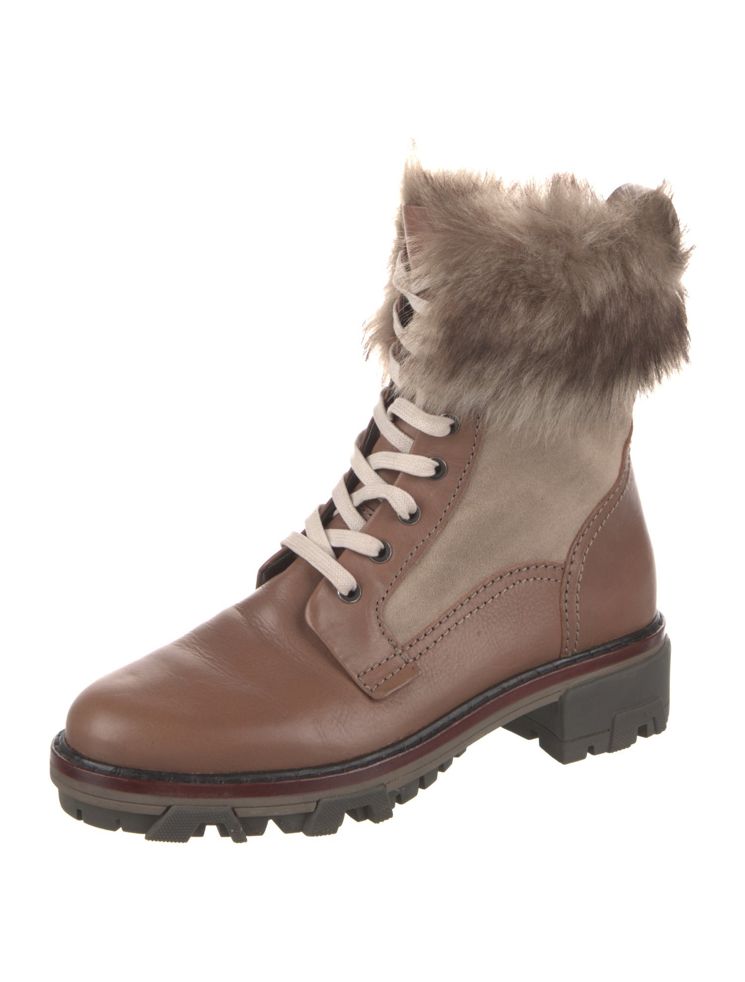Rag & Bone Leather Fur Trim Combat Boots