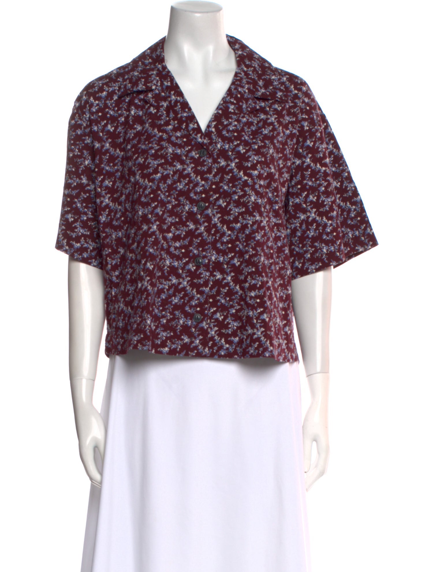 Rag & Bone Floral Print Short Sleeve Crop Top