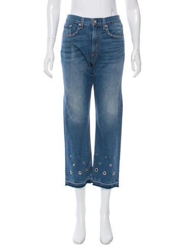 Rag & Bone Grommet-Accented Cropped Jeans