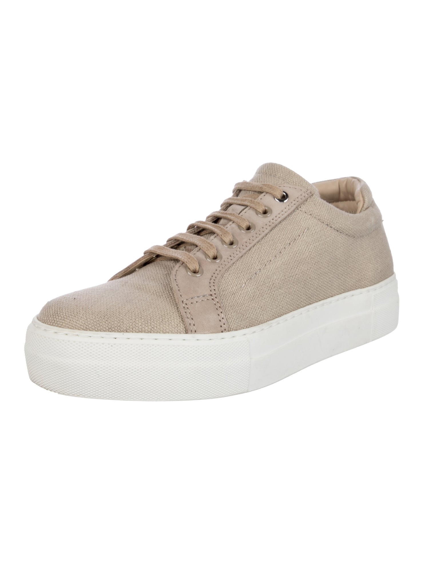 WANT Les Essentiels Canvas Leather Trim Embellishment Sneakers