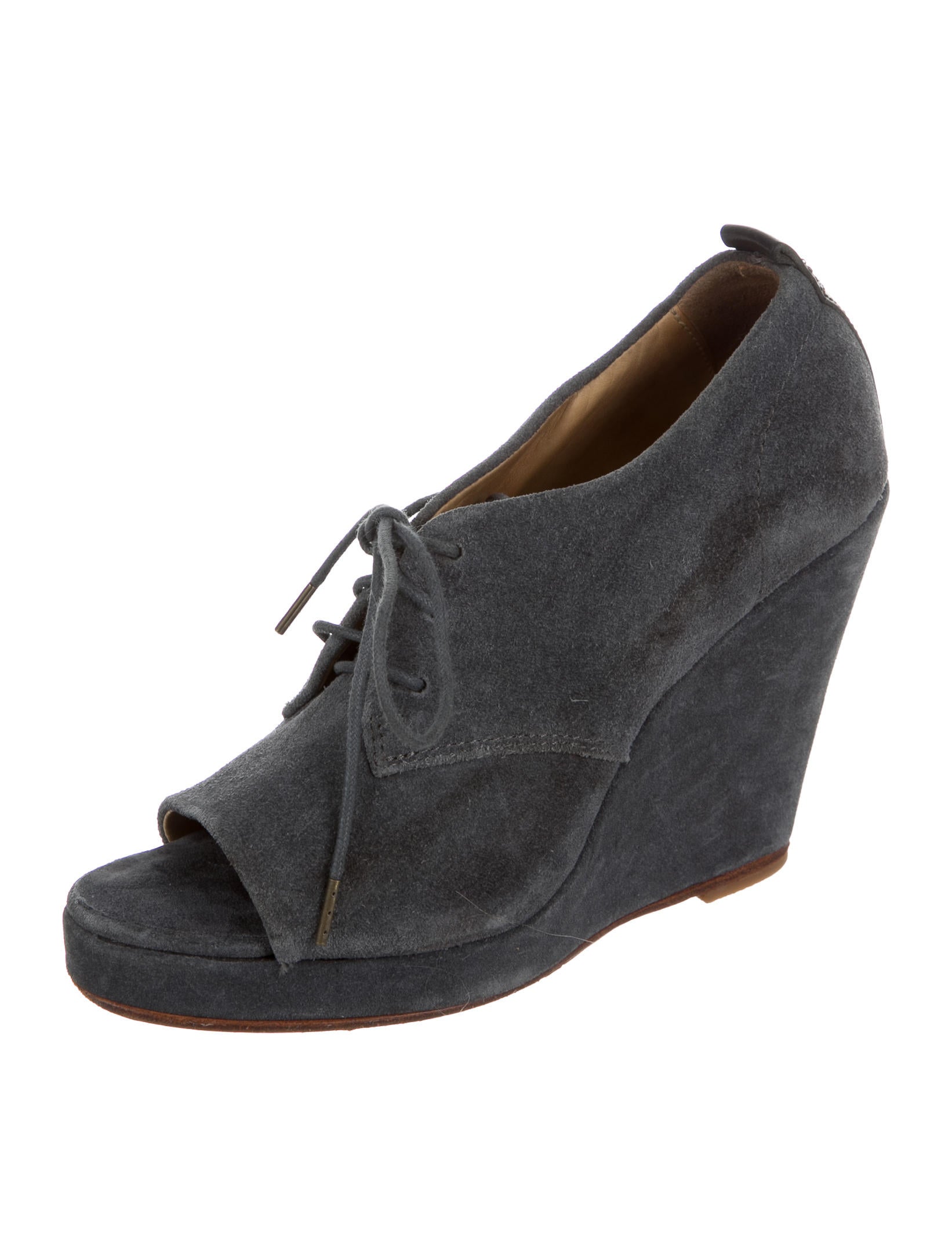 earth suede peep toe wedge