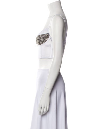 Rachel Gilbert Colorblock Pattern Square Neckline Crop Top