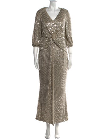 Rachel Gilbert V-Neck Long Dress