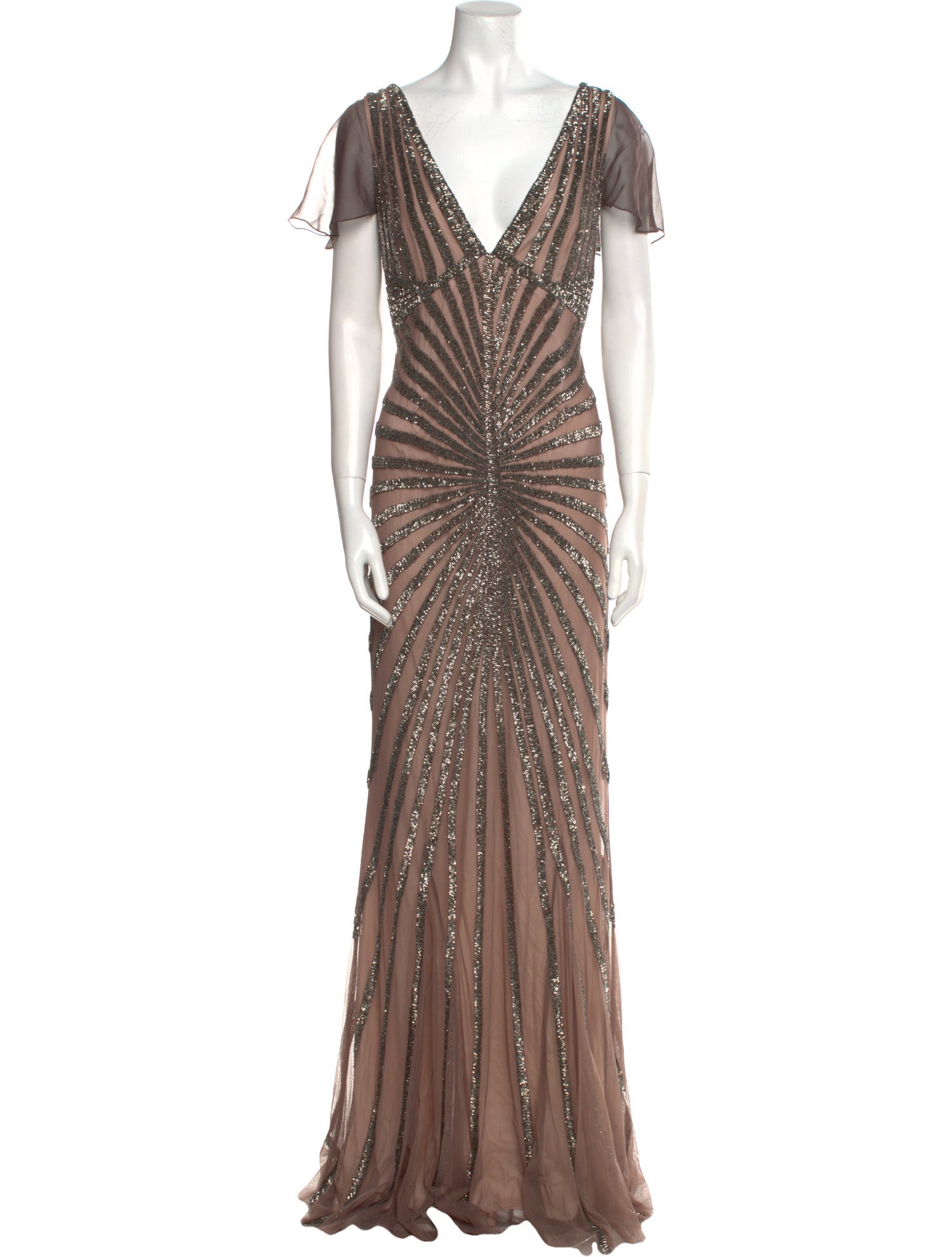 Rachel Gilbert V-Neck Long Dress