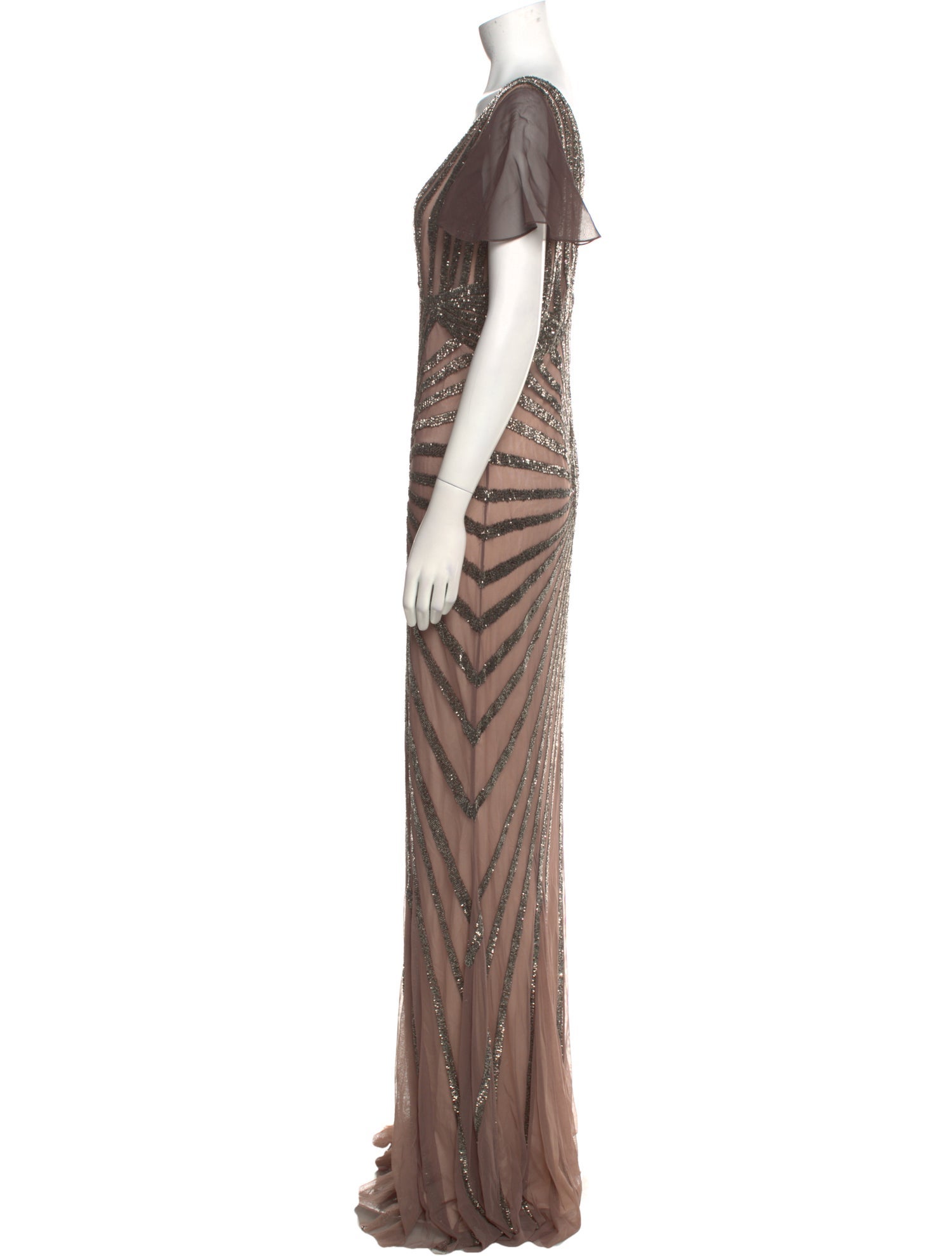 Rachel Gilbert V-Neck Long Dress