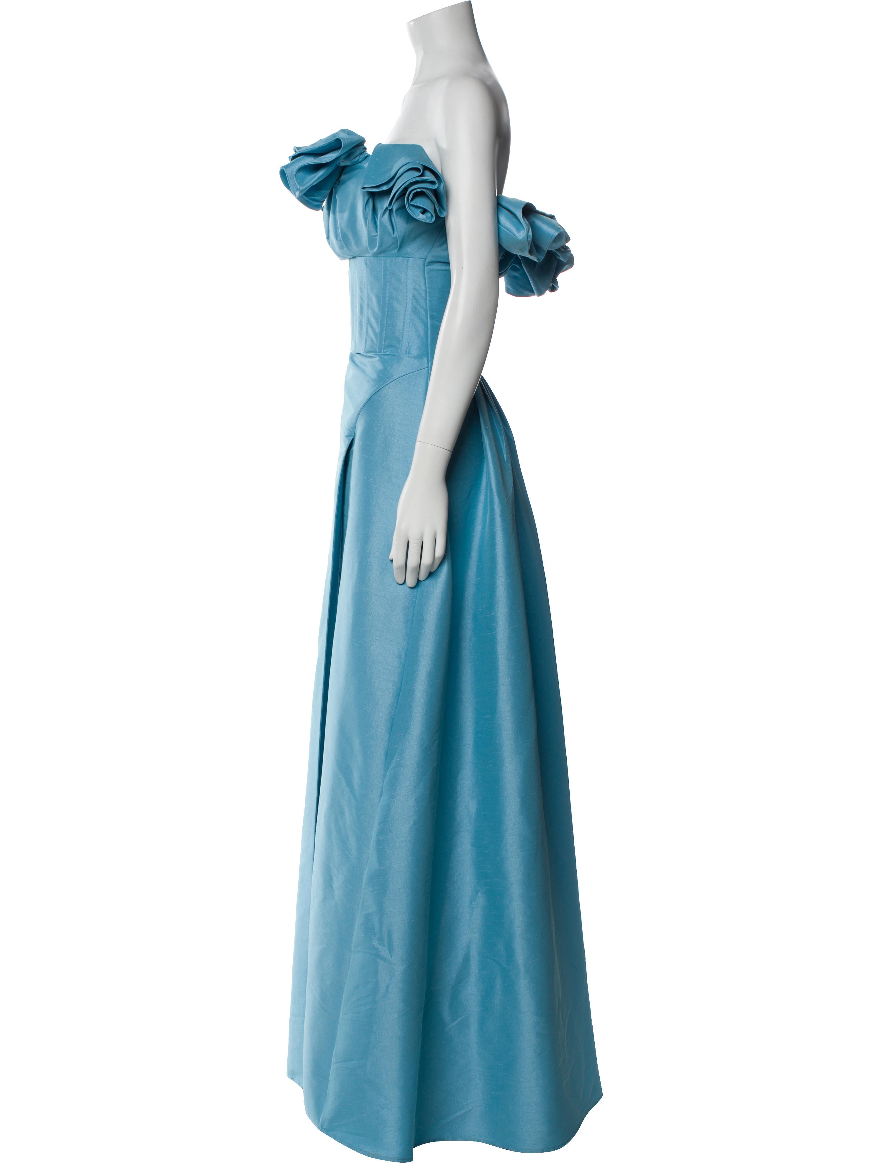 Rachel Gilbert Off-The-Shoulder Long Dress