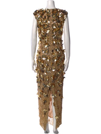 Rachel Gilbert Lace Pattern Long Dress