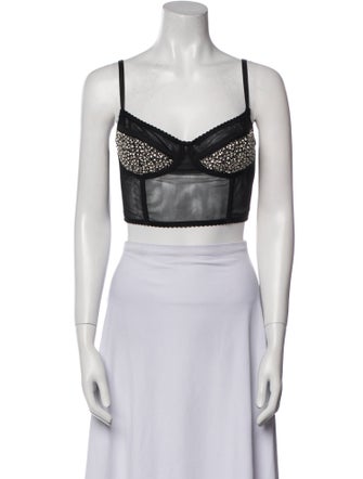 Rachel Gilbert Nylon V-Neck Crop Top