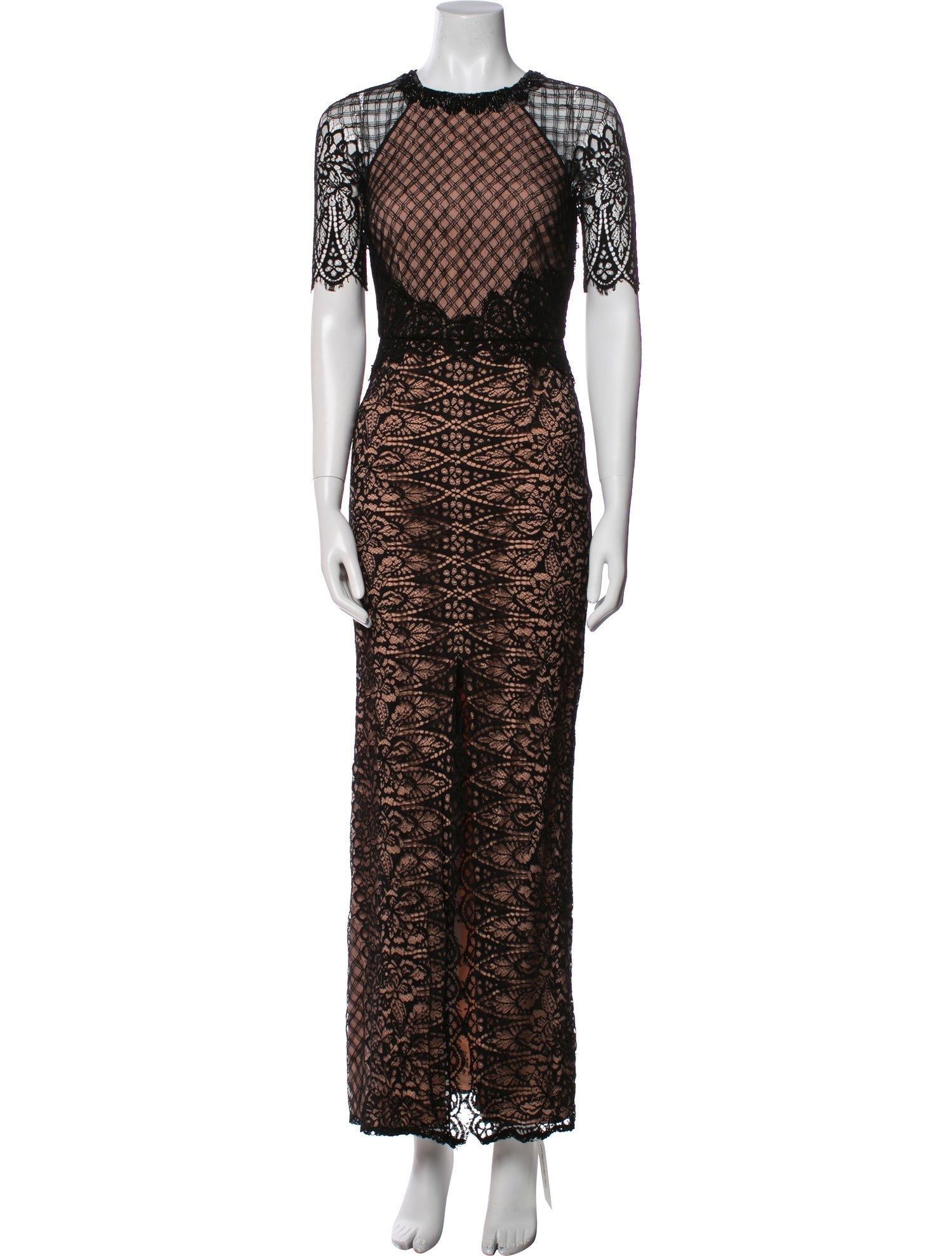 Rachel Gilbert Lace Pattern Long Dress