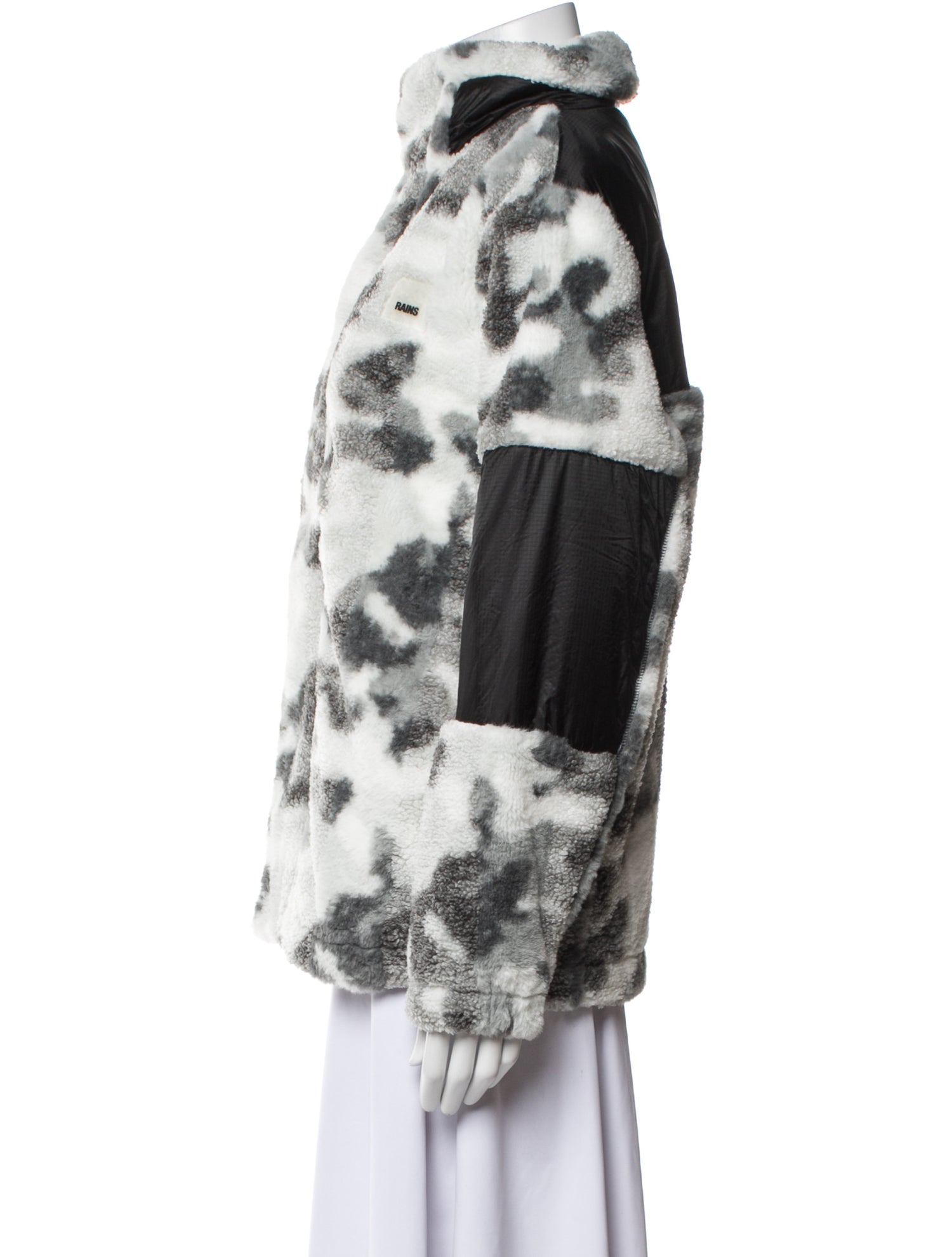 Rains Camouflage Print Faux Fur Jacket w/ Tags