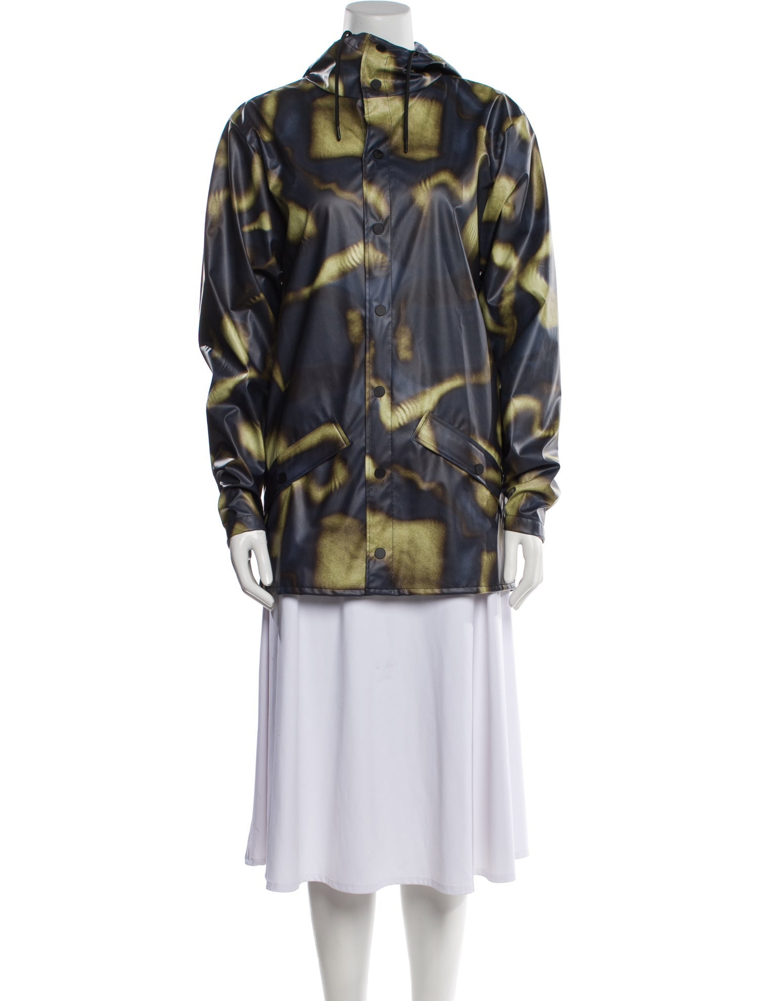 Rains Printed Faux Fur Coat w/ Tags